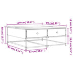 Couchtisch Grau Sonoma 100x99x40 cm Holzwerkstoff