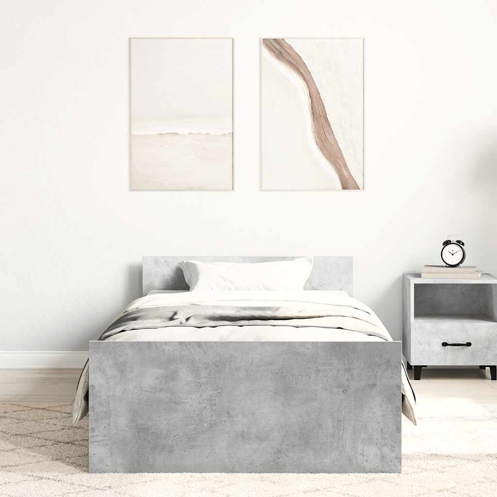Bettgestell Betongrau 100x200 cm Holzwerkstoff