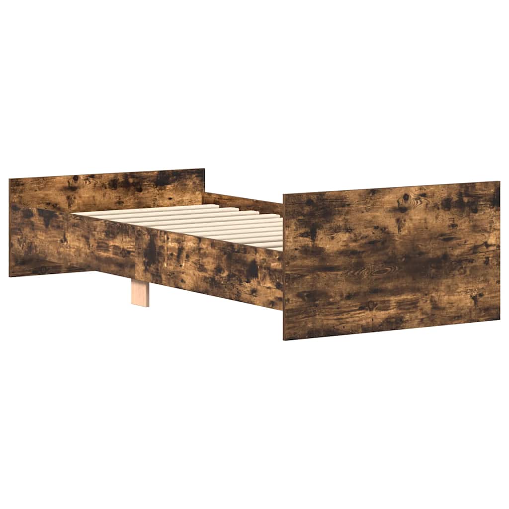 Bettgestell ohne Matratze Räuchereiche 100x200 cm Holzwerkstoff