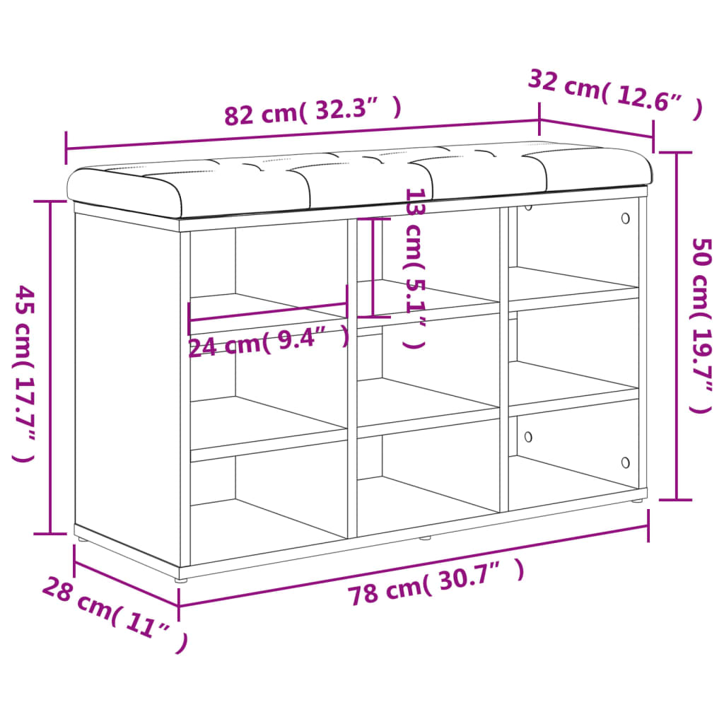 Schuhbank Weiß 82 x 32 x 50 cm Holzwerkstoff
