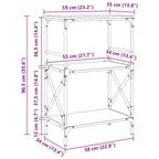 Bücherregal 3 Böden Braun Eiche 59x35x90,5 cm Holzwerkstoff