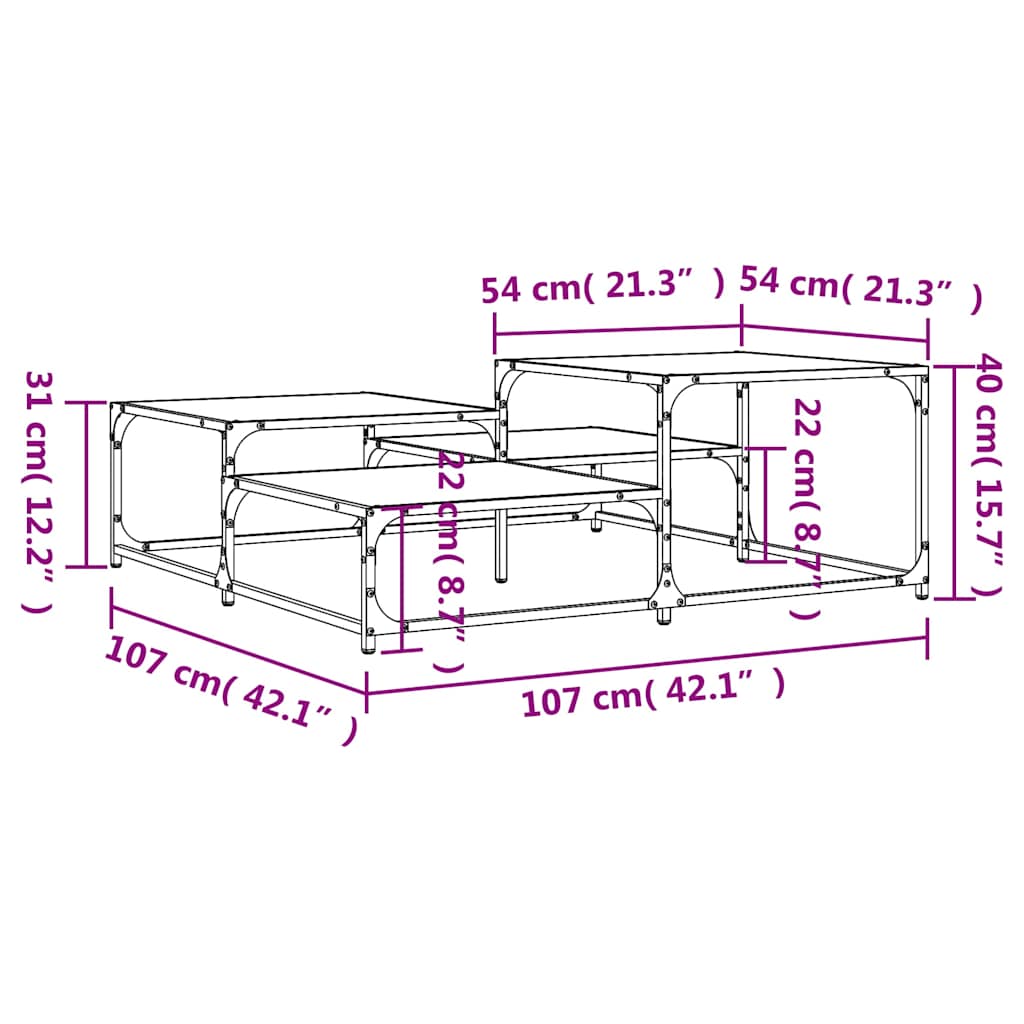 Couchtisch Schwarz 107x107x40 cm Holzwerkstoff