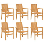 Gartenstühle 6 Stk. Stapelbar 56,5x57,5x91 cm Massivholz Teak