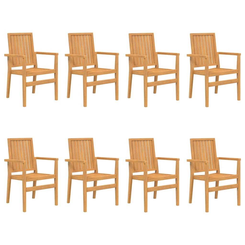 Gartenstühle 8 Stk. Stapelbar 56,5x57,5x91 cm Massivholz Teak
