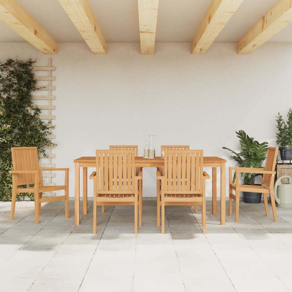 7-tlg. Garten-Essgruppe Massivholz Teak