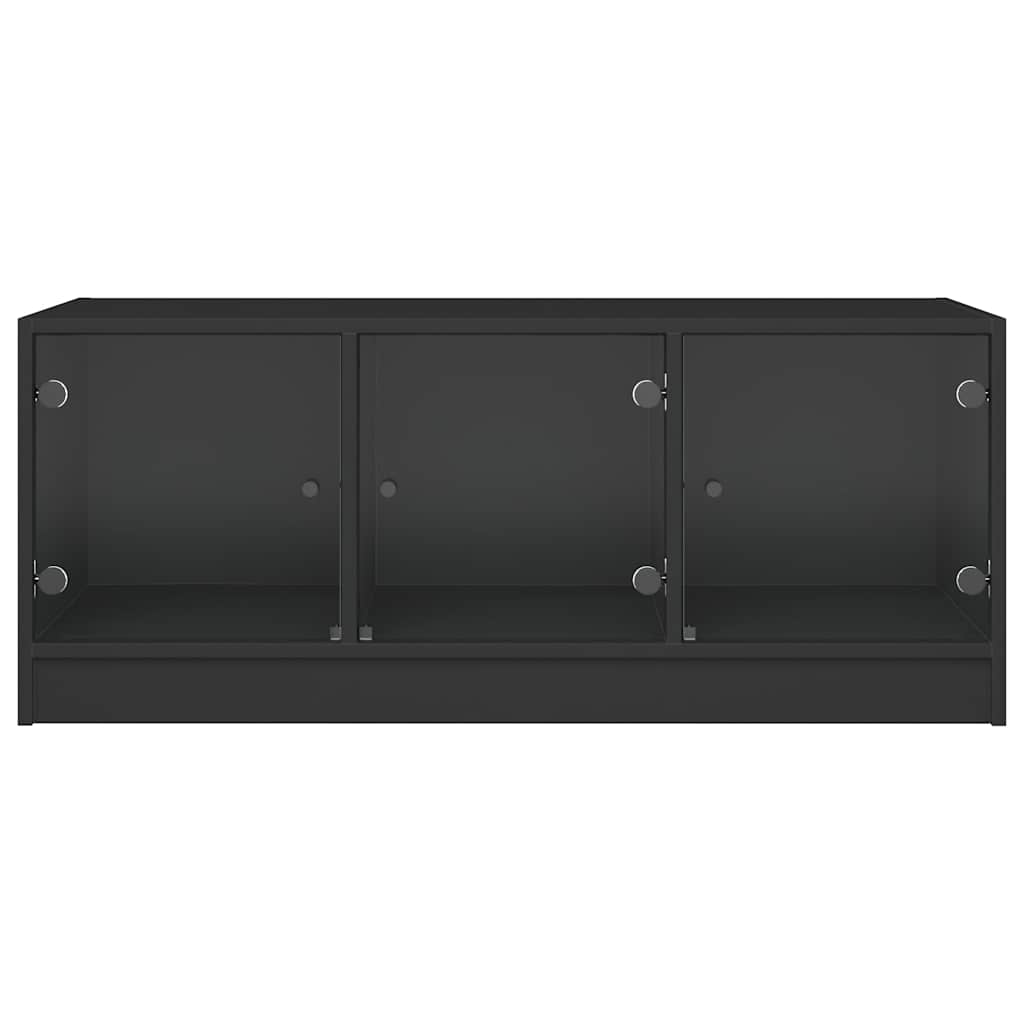 Couchtisch mit Glastüren Schwarz 102x50x42 cm