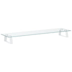 Monitorständer Weiß 80x20x8 cm Hartglas und Metall
