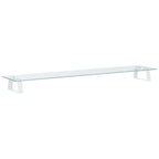Monitorständer Weiß 100x20x8 cm Hartglas und Metall