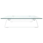 Monitorständer Weiß 80x35x8 cm Hartglas und Metall