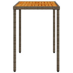 Gartentisch mit Akazienholz-Platte Grau 115x54x74cm Poly Rattan