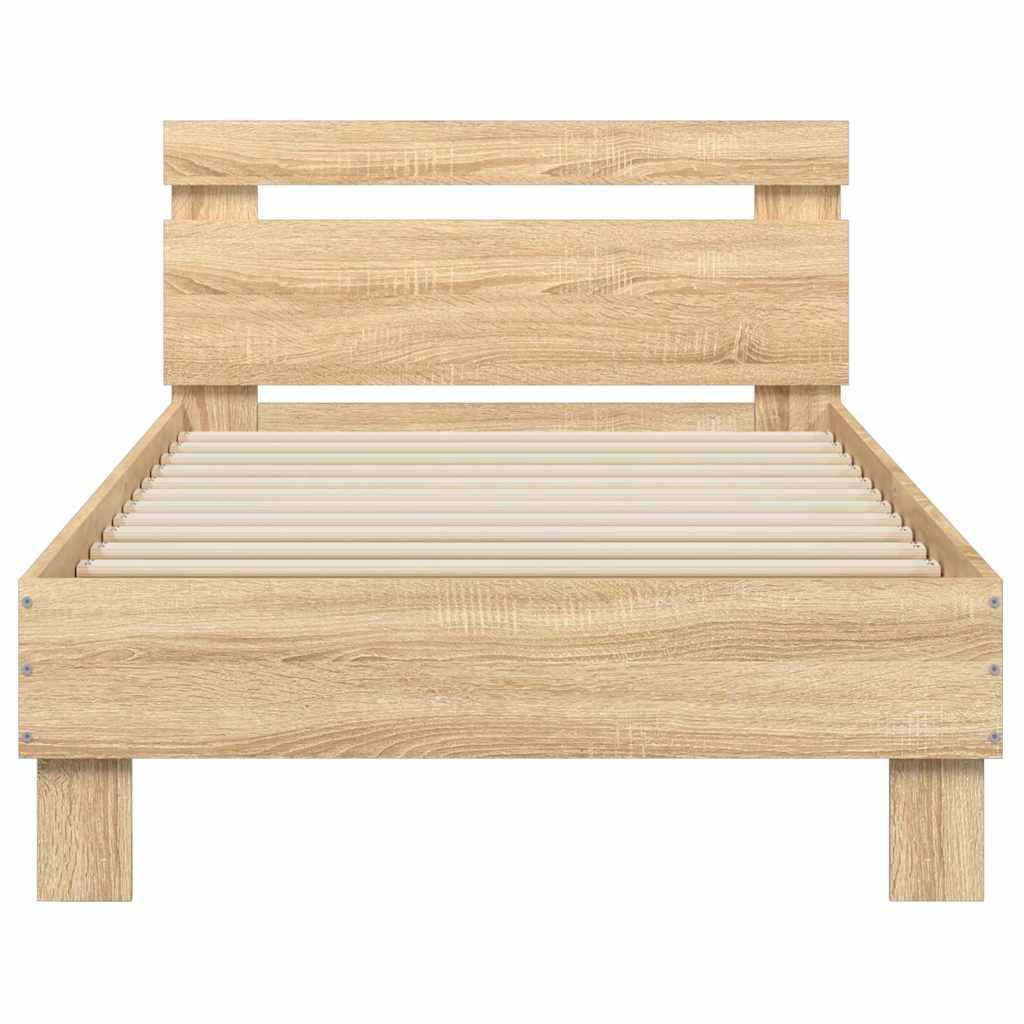 Bettgestell ohne Matratze mit Kopfteil Sonoma-Eiche 75x190 cm
