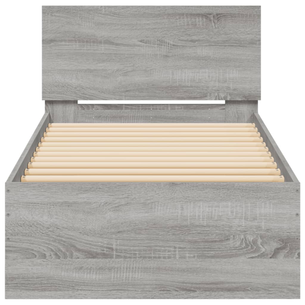 Bettgestell mit Kopfteil Grau Sonoma 90x200 cm Holzwerkstoff