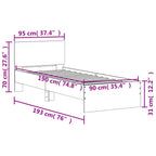 Bettgestell mit Kopfteil Grau Sonoma 90x190 cm Holzwerkstoff
