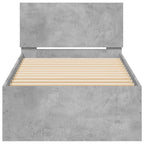 Bettgestell mit Kopfteil und LED-Leuchten Betongrau 90x200 cm