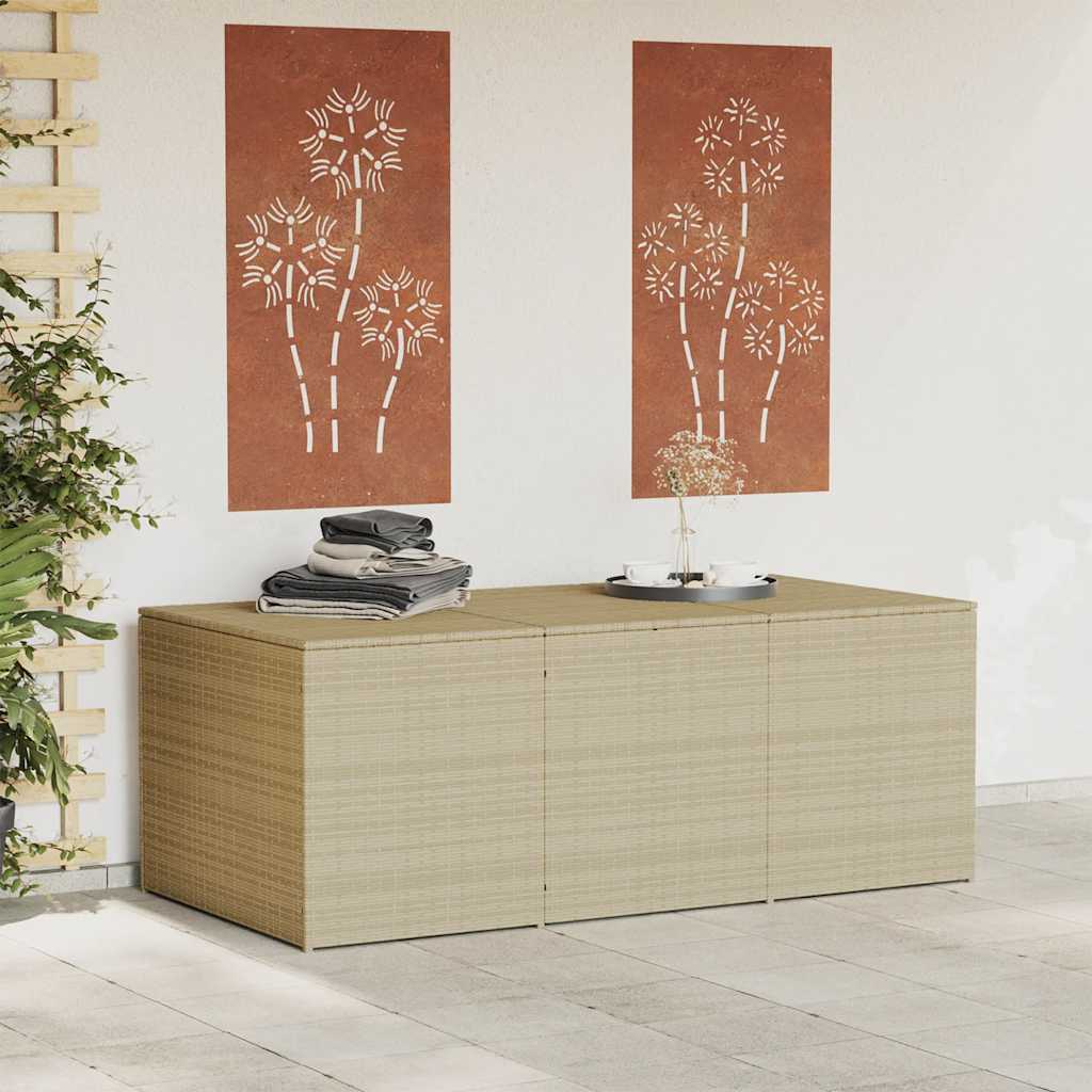 Gartentruhe Beige 984L Poly Rattan