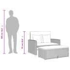 Gartensofa mit Kissen 2-Sitzer Schwarz Poly Rattan&Akazienholz