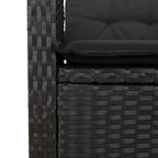 Gartensessel Verstellbar mit Kissen Schwarz Poly Rattan