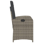 Gartensessel mit Kissen 2 Stk. Verstellbar Grau Poly Rattan