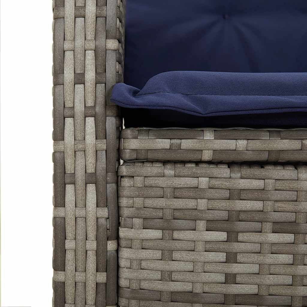 Gartensessel mit Kissen 2 Stk. Verstellbar Grau Poly Rattan