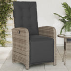 Gartensessel mit Fußteil Verstellbar Grau Poly Rattan