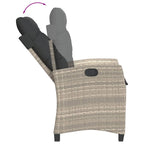 Gartensessel mit Kissen 2 Stk. Verstellbar Hellgrau Poly Rattan