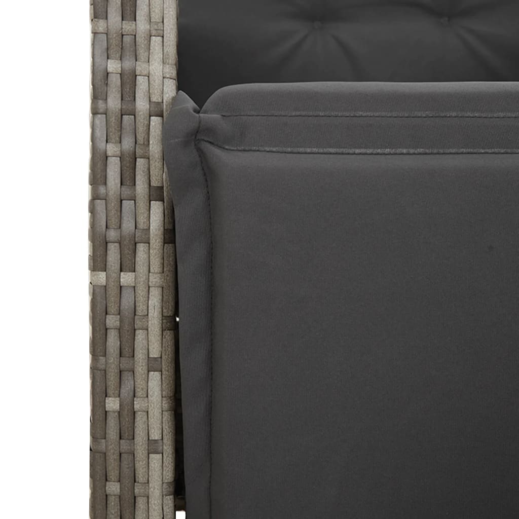 Gartensessel mit Fußteil Verstellbar Grau Poly Rattan