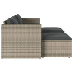 5-tlg. Garten-Sofagarnitur mit Kissen Grau Poly Rattan Akazie