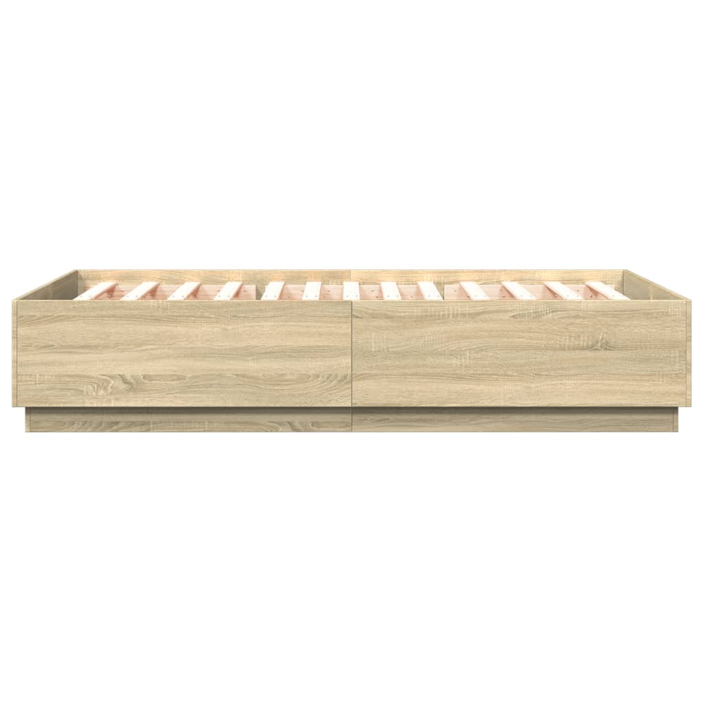 Bettgestell mit LED Sonoma-Eiche 140x200 cm Holzwerkstoff