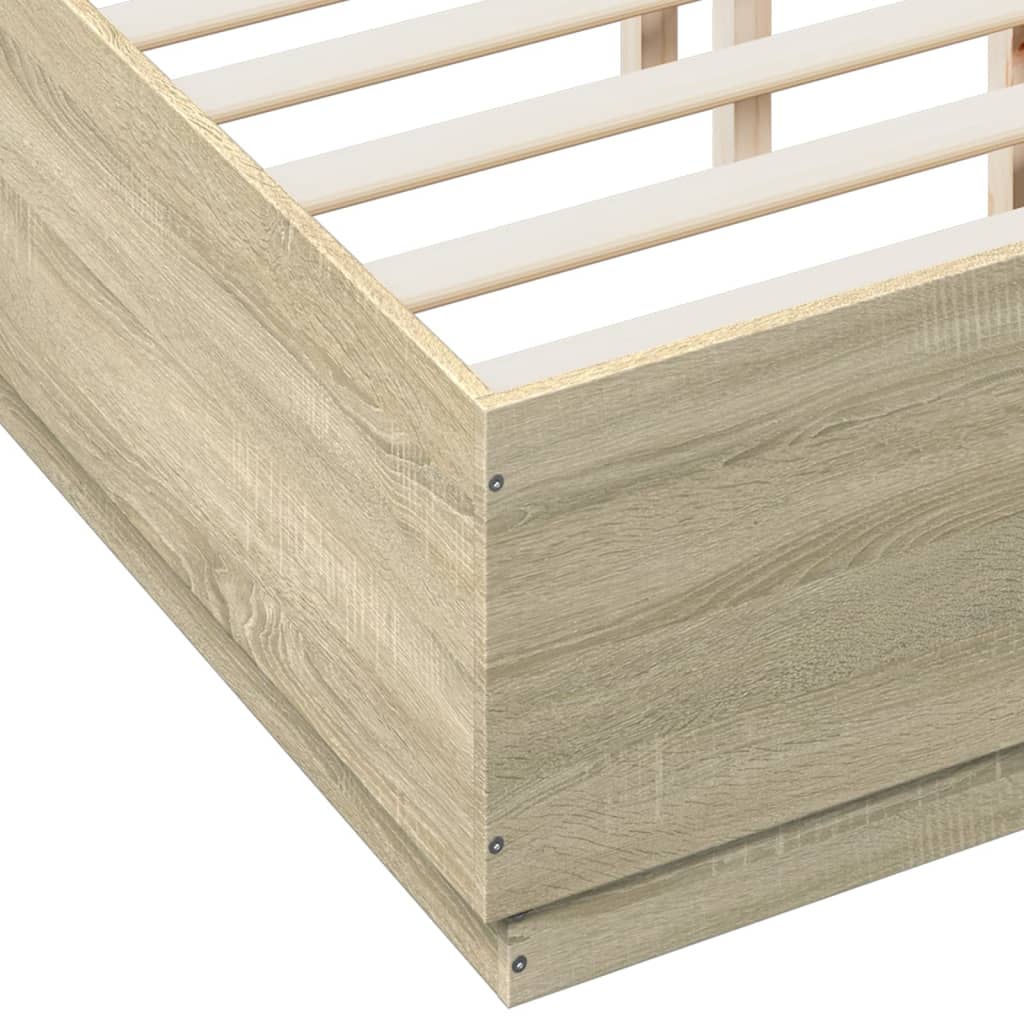 Bettgestell mit LED Sonoma-Eiche 140x190 cm Holzwerkstoff