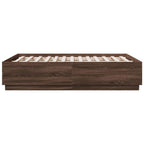 Bettgestell mit LED Braun Eichen-Optik 135x190 cm Holzwerkstoff