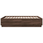 Bettgestell mit LED Braun Eichen-Optik 120x190 cm Holzwerkstoff
