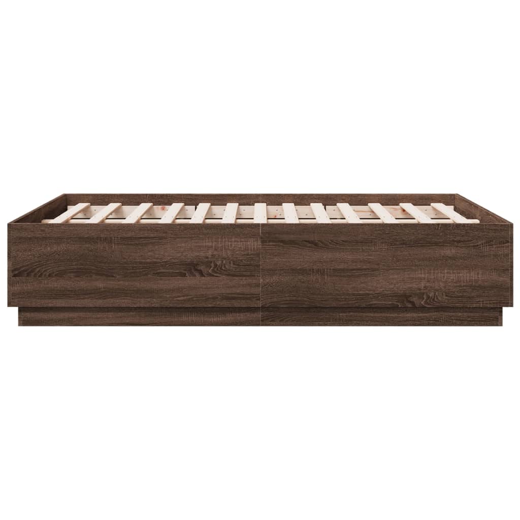 Bettgestell mit LED Braun Eichen-Optik 120x190 cm Holzwerkstoff
