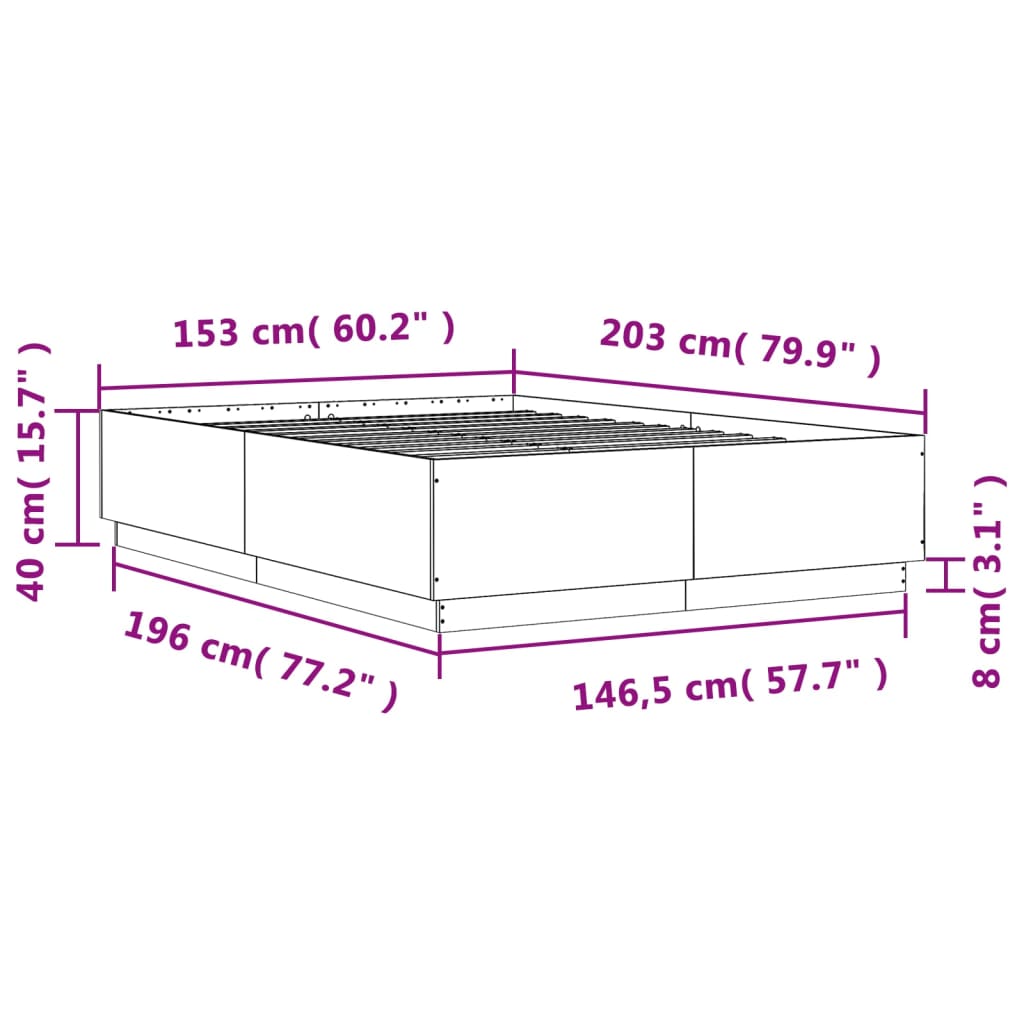 Bettgestell Schwarz 150x200 cm Holzwerkstoff