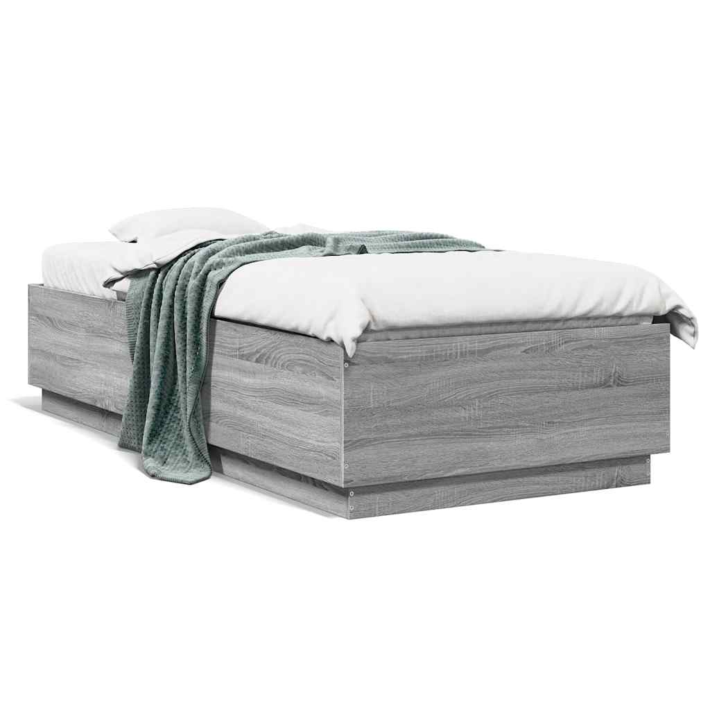 Bettgestell Grau Sonoma 100x200 cm Holzwerkstoff