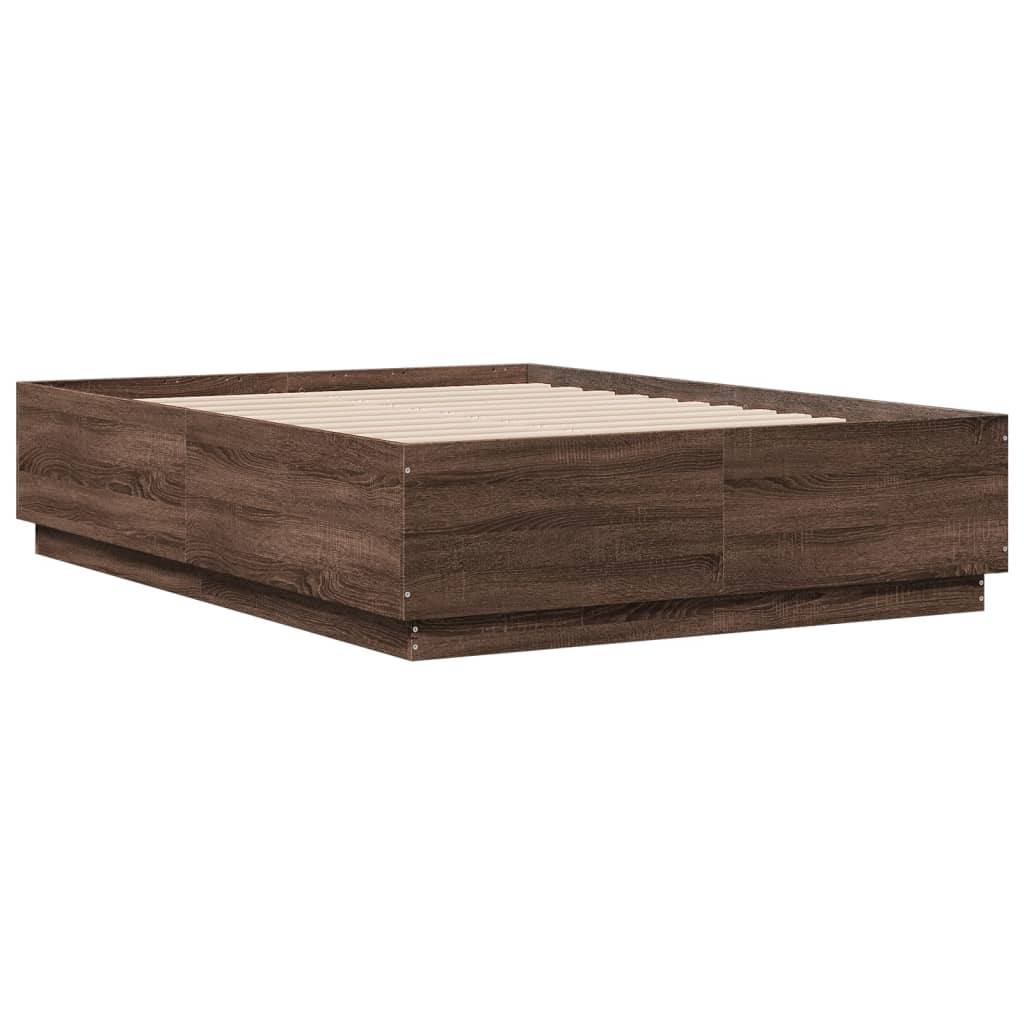 Bettgestell Braun Eichen-Optik 135x190 cm Holzwerkstoff