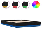 Bettgestell mit LED ohne Matratze Schwarz 150x200 cm