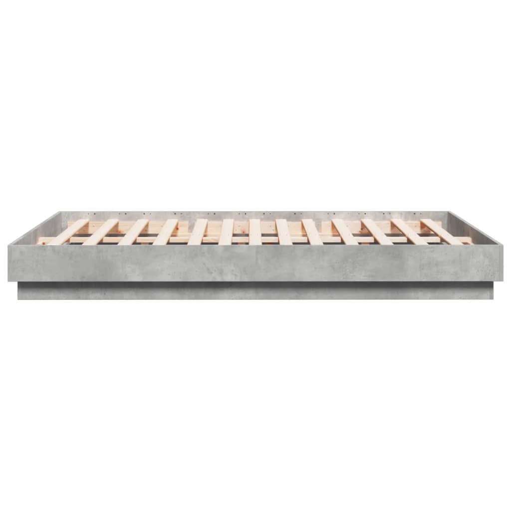 Bettgestell mit LED Betongrau 150x200 cm