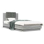 Bettgestell mit Kopfteil Grau Sonoma 100x200 cm Holzwerkstoff