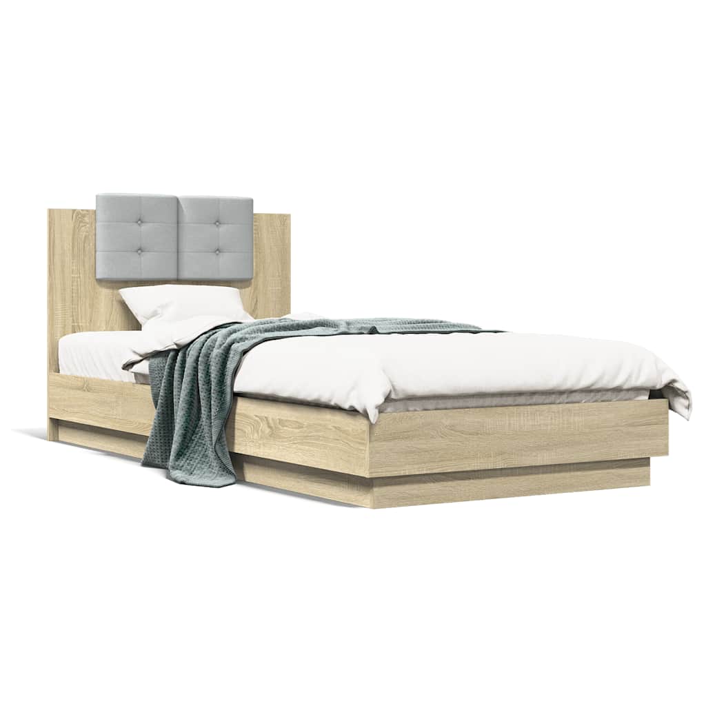 Bettgestell mit Kopfteil Sonoma-Eiche 90x200 cm Holzwerkstoff