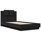 Bettgestell mit Kopfteil Schwarz 90x190 cm Holzwerkstoff