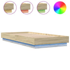 Bettgestell mit LED Sonoma-Eiche 90x200 cm