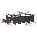13-tlg. Garten-Essgruppe mit Kissen Schwarz Poly Rattan