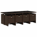 13-tlg. Garten-Essgruppe mit Kissen Braun Poly Rattan