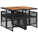 5-tlg. Garten-Essgruppe mit Kissen Schwarz Poly Rattan