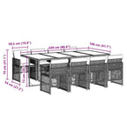 9-tlg. Garten-Essgruppe mit Kissen Hellgrau Poly Rattan