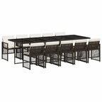 11-tlg. Garten-Essgruppe mit Kissen Braun Poly Rattan