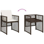 13-tlg. Garten-Essgruppe mit Kissen Braun Poly Rattan