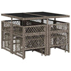 9-tlg. Garten-Essgruppe mit Kissen Grau Poly Rattan