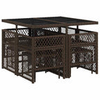 9-tlg. Garten-Essgruppe mit Kissen Braun Poly Rattan