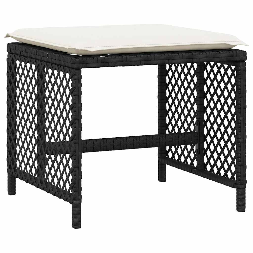 9-tlg. Garten-Essgruppe mit Kissen Schwarz Poly Rattan